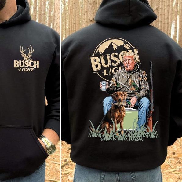 Premium Hunter Hoodie With Busch Light Beer Black 2-Side , Hunting Shirt For Busch Light Lover, Hunting Shirt, Busch Light Shirt