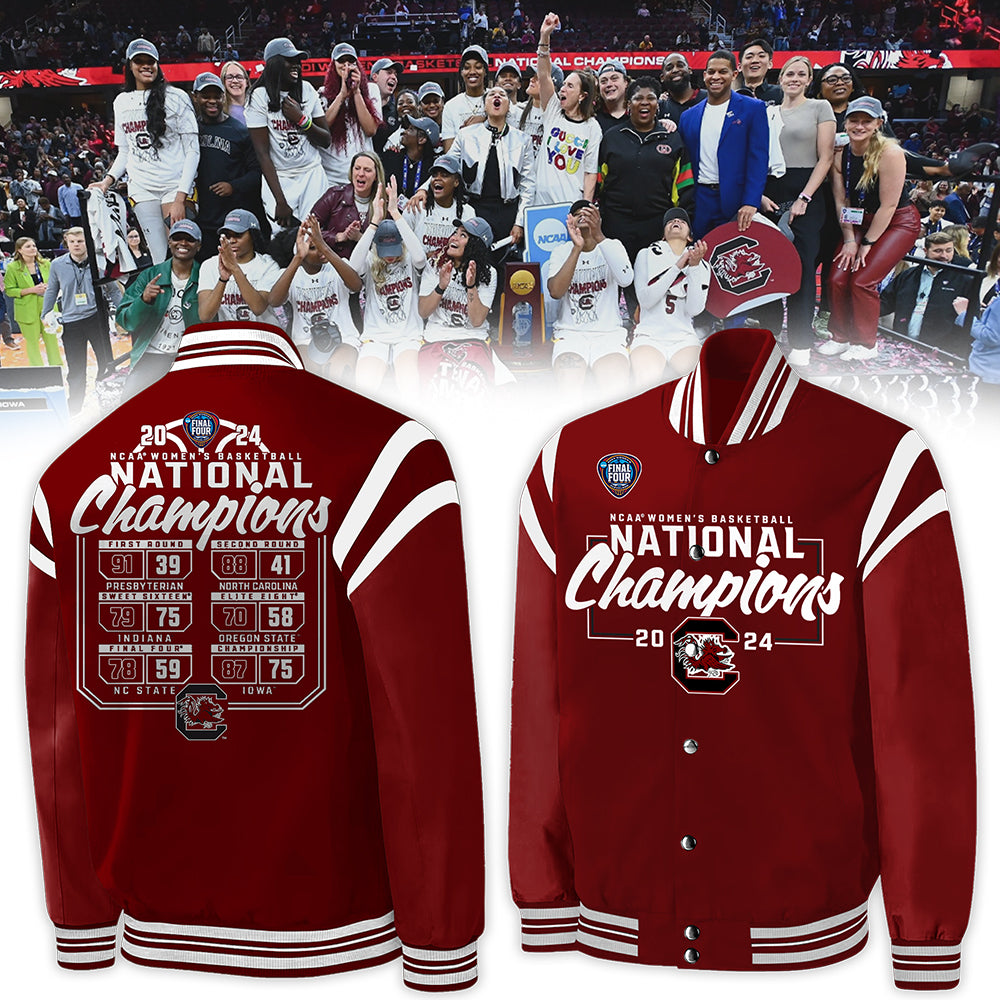 Premium South Carolina Gamecocks Gear - 2024 Women Basketball National Championship Team Bomber Jacket