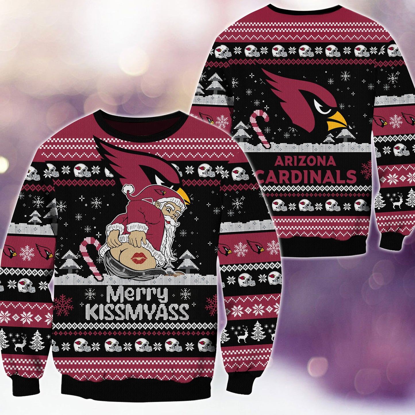 Premium Ugly Christmas Sweater For Arizona Cardinals  - Arizona Cardinals Merrykissmyass Knitted Sweater - Unique Christmas Gift For Fan