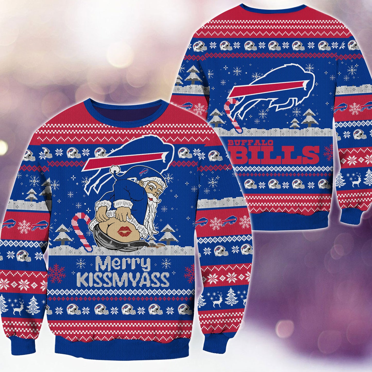 Premium Ugly Christmas Sweater For Buffalo Bills  - Buffalo Bills Merrykissmyass Knitted Sweater - Unique Christmas Gift For Fan