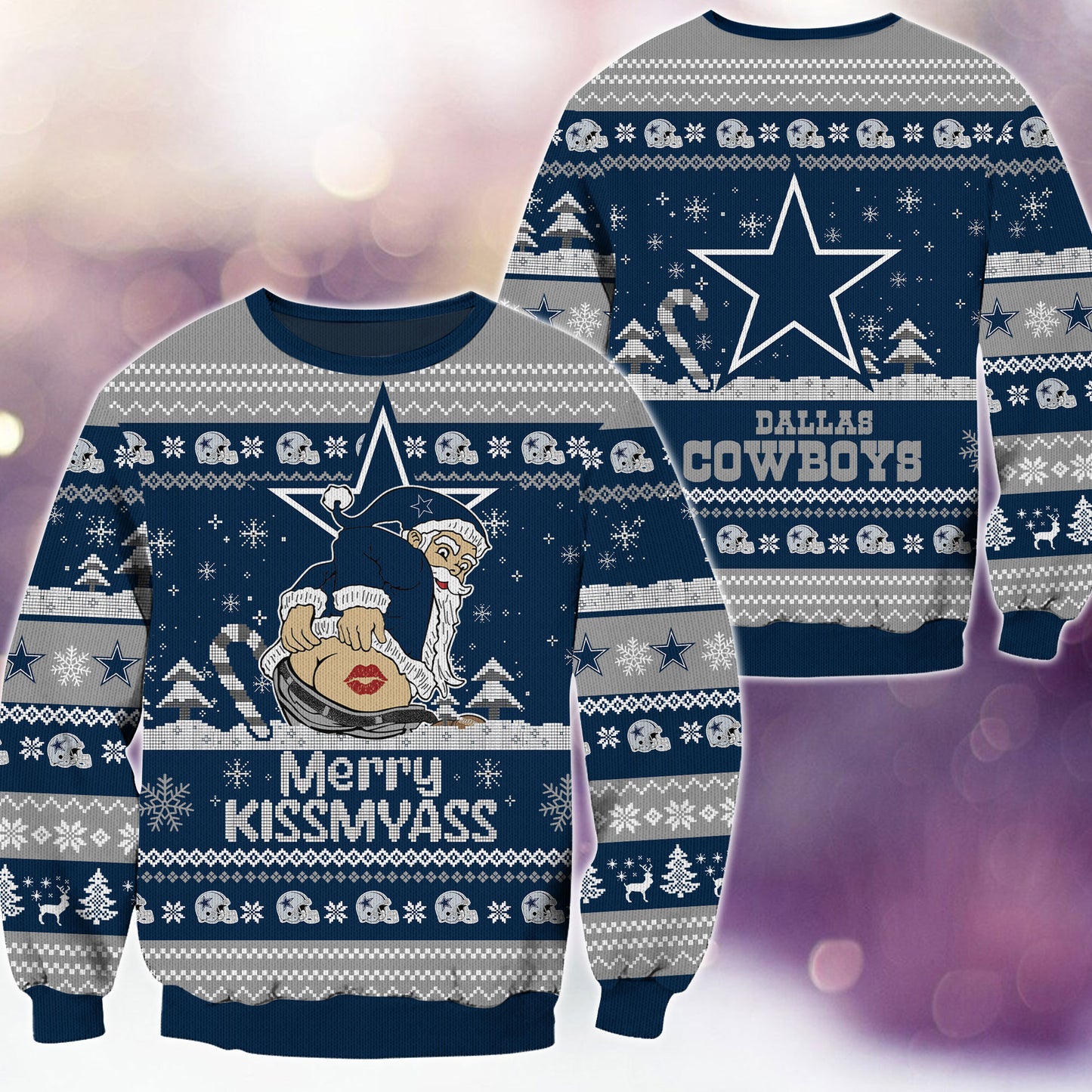 Premium Ugly Christmas Sweater For Dallas Cowboys  - Dallas Cowboys Merrykissmyass Knitted Sweater - Unique Christmas Gift For Fan