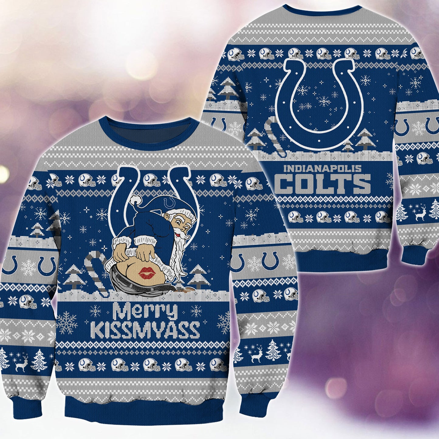 Premium Ugly Christmas Sweater For Indianapolis Colts  - Indianapolis Colts Merrykissmyass Knitted Sweater - Unique Christmas Gift For Fan