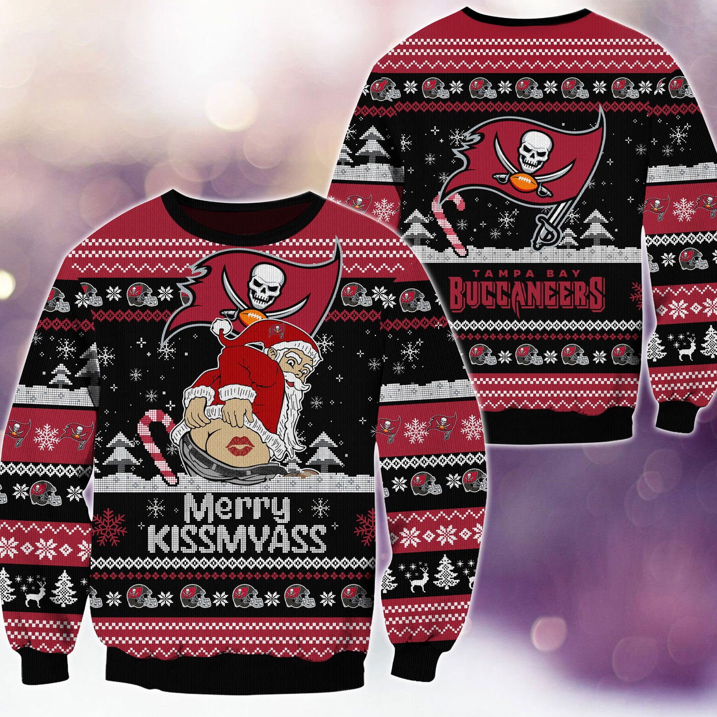 Premium Ugly Christmas Sweater For Tampa Bay Buccaneers  - Tampa Bay Buccaneers Merrykissmyass Knitted Sweater - Unique Christmas Gift For Fan