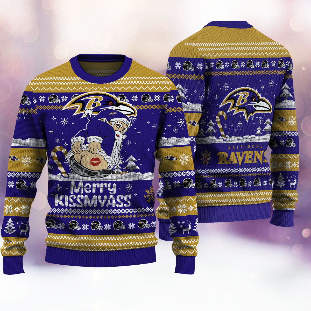 Baltimore Ravens Merrykissmyass Knitted Sweater