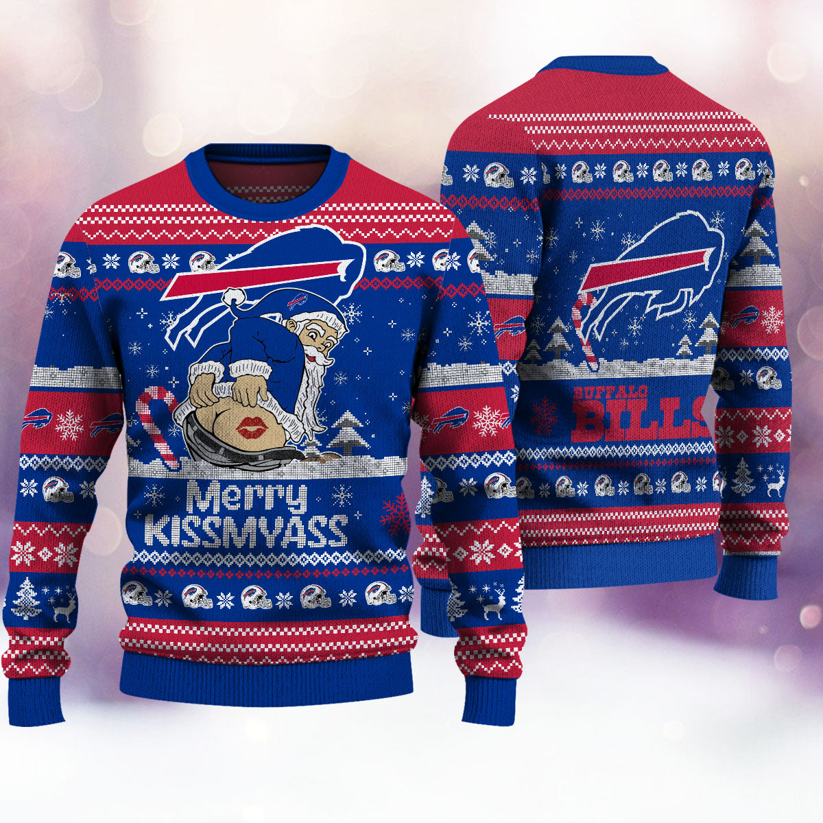 Premium Ugly Christmas Sweater For Buffalo Bills  - Buffalo Bills Merrykissmyass Knitted Sweater - Unique Christmas Gift For Fan