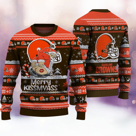 Cleveland Browns Merrykissmyass Knitted Sweater