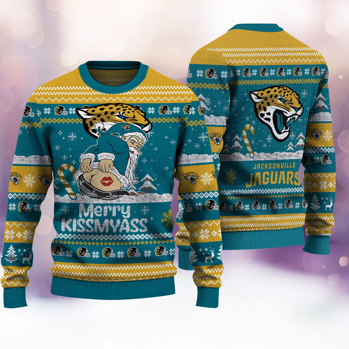 Premium Ugly Christmas Sweater For Jacksonville Jaguars  - Jacksonville Jaguars Merrykissmyass Knitted Sweater - Unique Christmas Gift For Fan