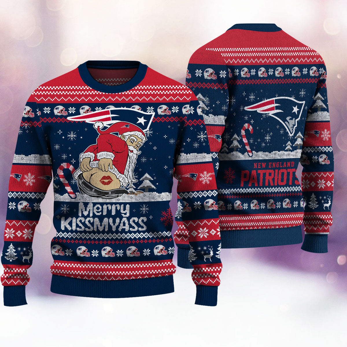 New England Patriots Merrykissmyass Knitted Sweater