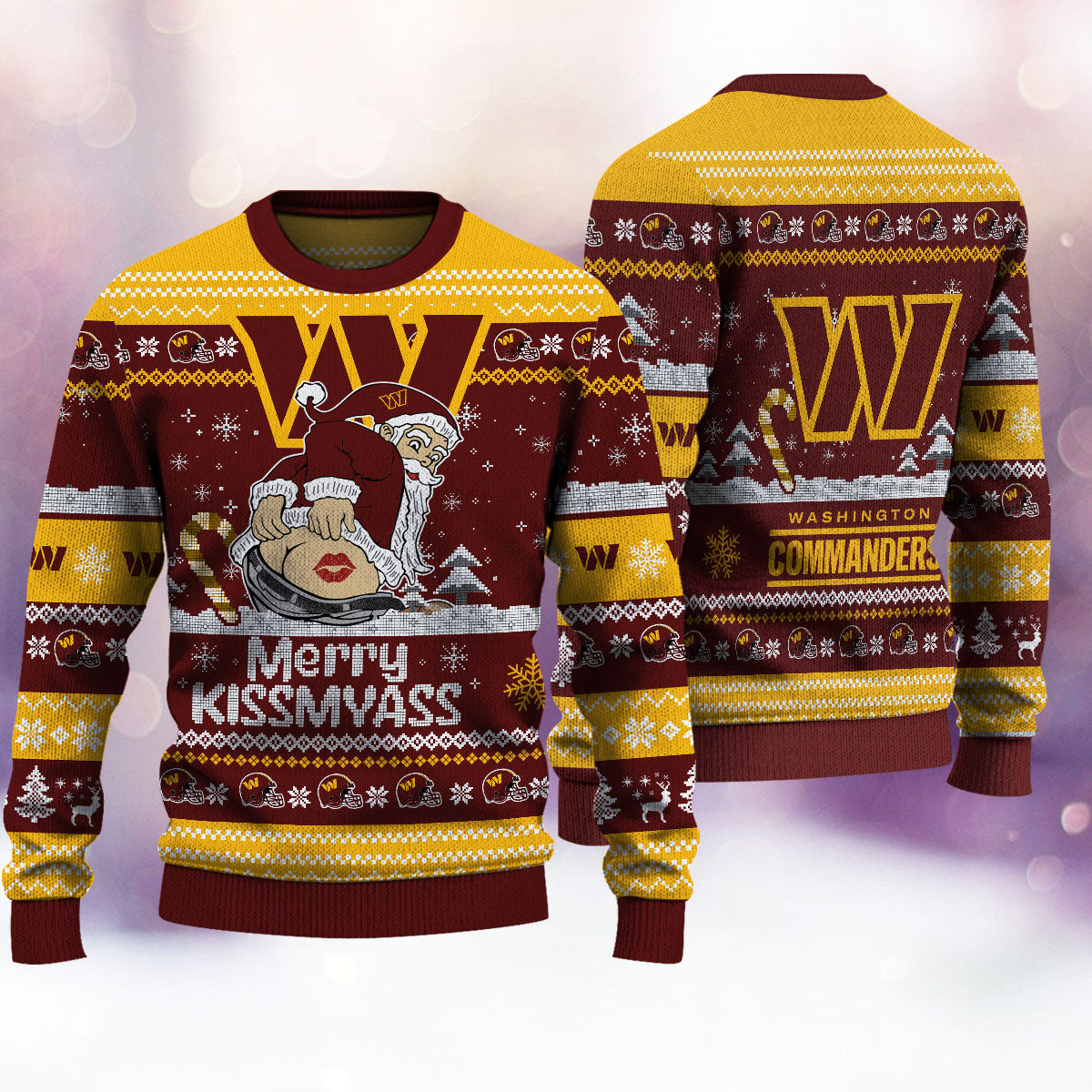 Washington Commanders Merrykissmyass Knitted Sweater