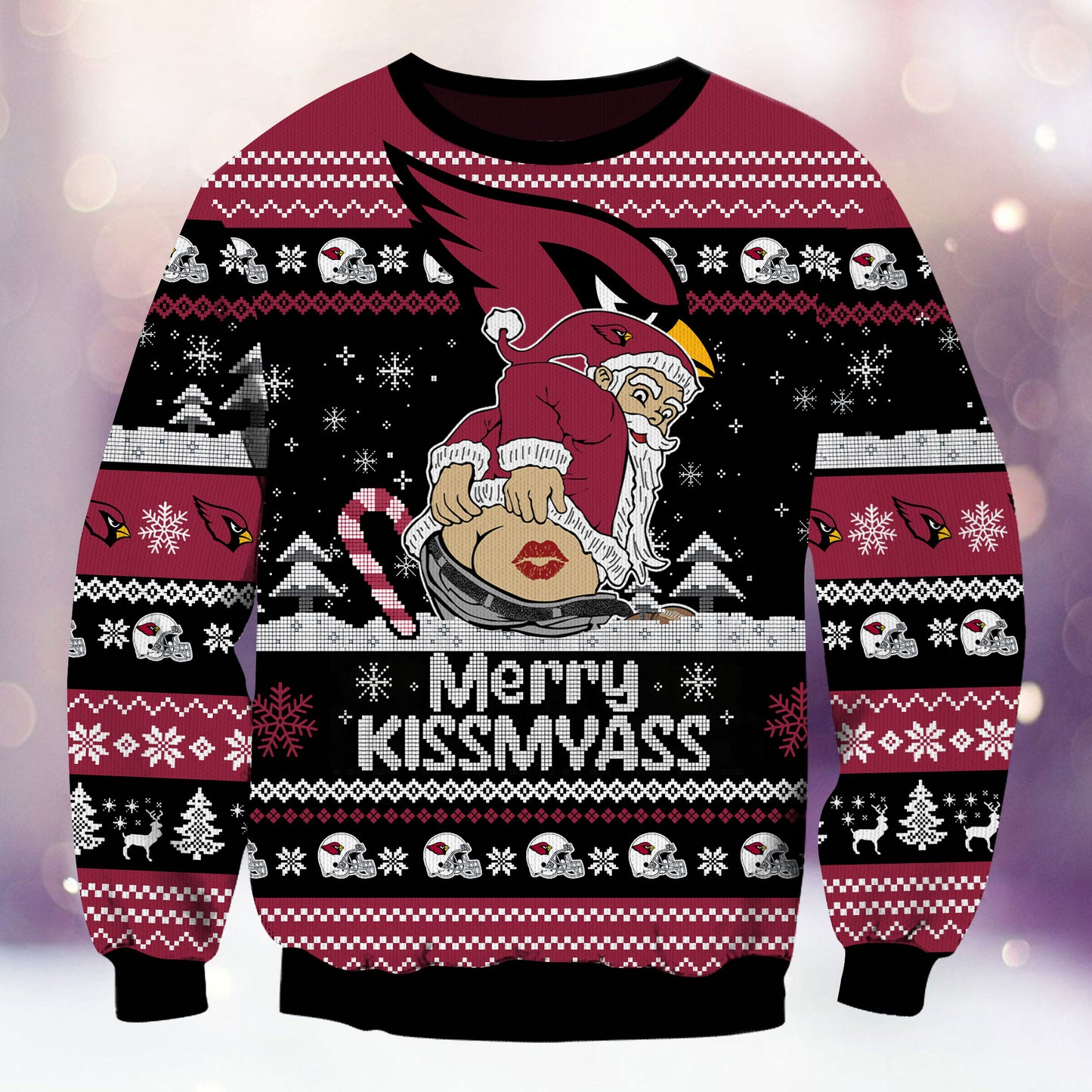 Premium Ugly Christmas Sweater For Arizona Cardinals  - Arizona Cardinals Merrykissmyass Knitted Sweater - Unique Christmas Gift For Fan