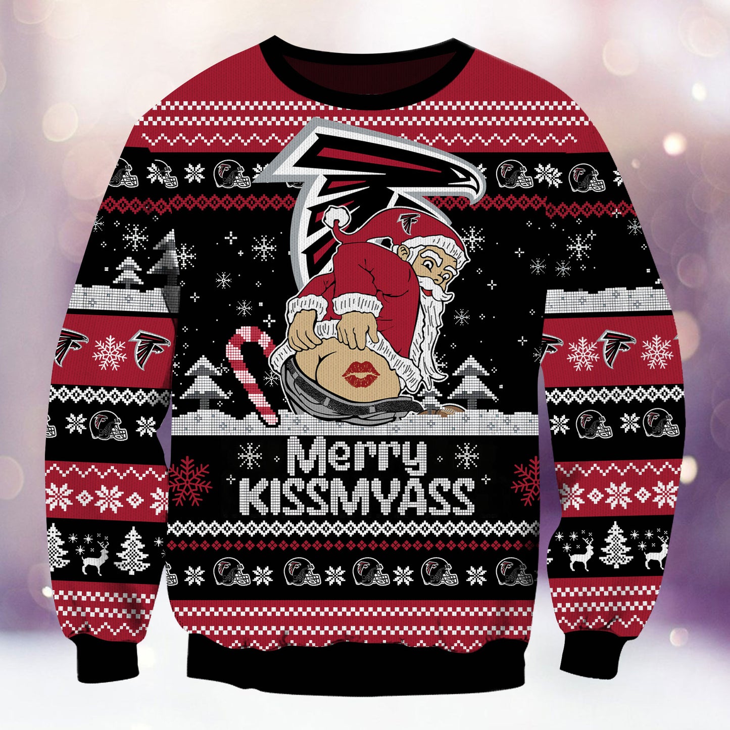 Premium Ugly Christmas Sweater For Atlanta Falcons  - Atlanta Falcons Merrykissmyass Knitted Sweater - Unique Christmas Gift For Fan