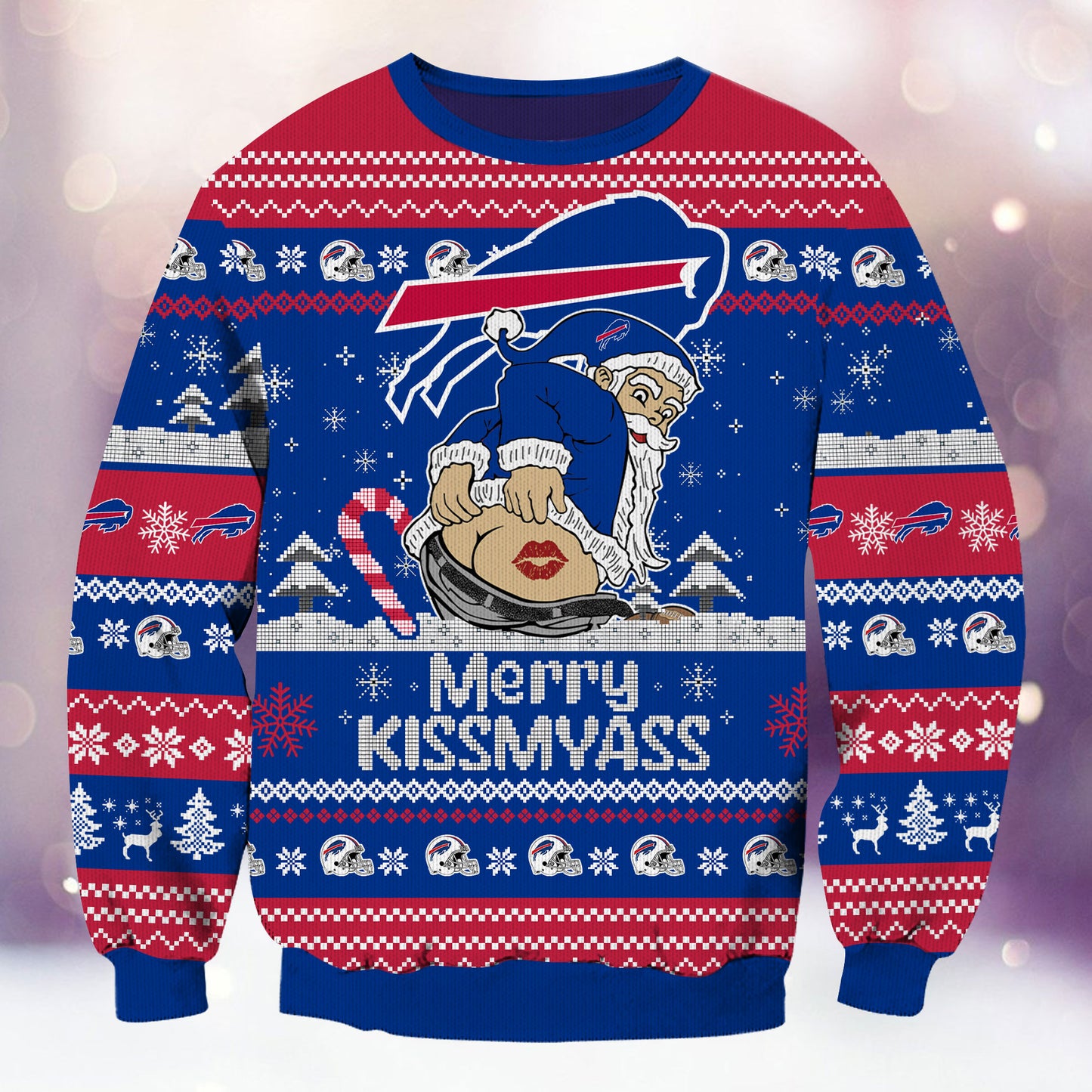 Premium Ugly Christmas Sweater For Buffalo Bills  - Buffalo Bills Merrykissmyass Knitted Sweater - Unique Christmas Gift For Fan