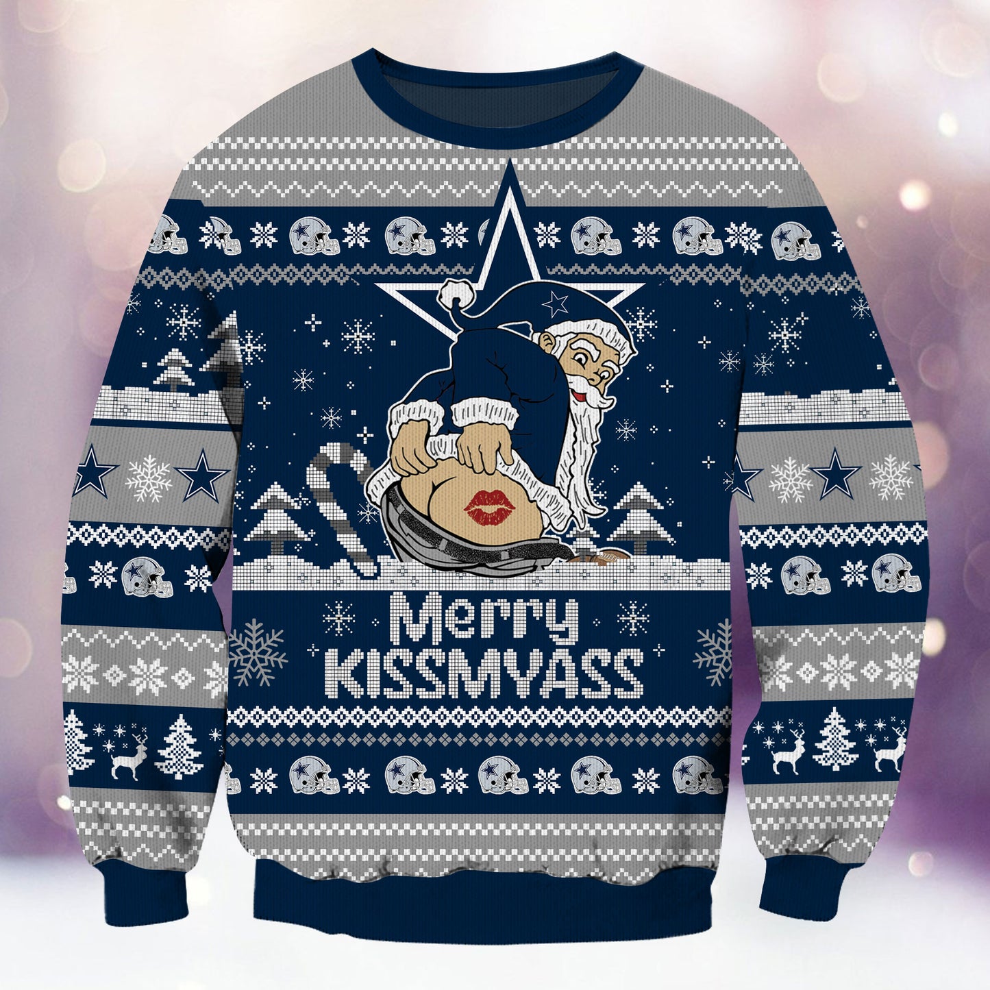 Premium Ugly Christmas Sweater For Dallas Cowboys  - Dallas Cowboys Merrykissmyass Knitted Sweater - Unique Christmas Gift For Fan