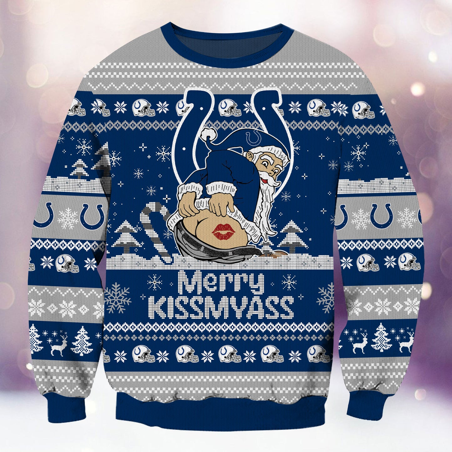 Premium Ugly Christmas Sweater For Indianapolis Colts  - Indianapolis Colts Merrykissmyass Knitted Sweater - Unique Christmas Gift For Fan