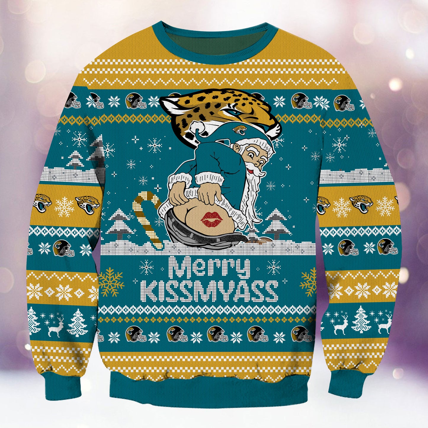 Premium Ugly Christmas Sweater For Jacksonville Jaguars  - Jacksonville Jaguars Merrykissmyass Knitted Sweater - Unique Christmas Gift For Fan