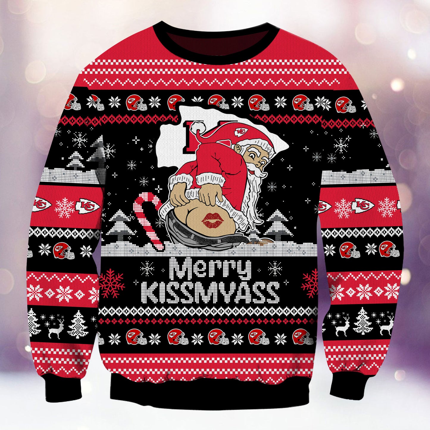 Premium Ugly Christmas Sweater For Kansas City Chiefs  - Kansas City Chiefs Merrykissmyass Knitted Sweater - Unique Christmas Gift For Fan