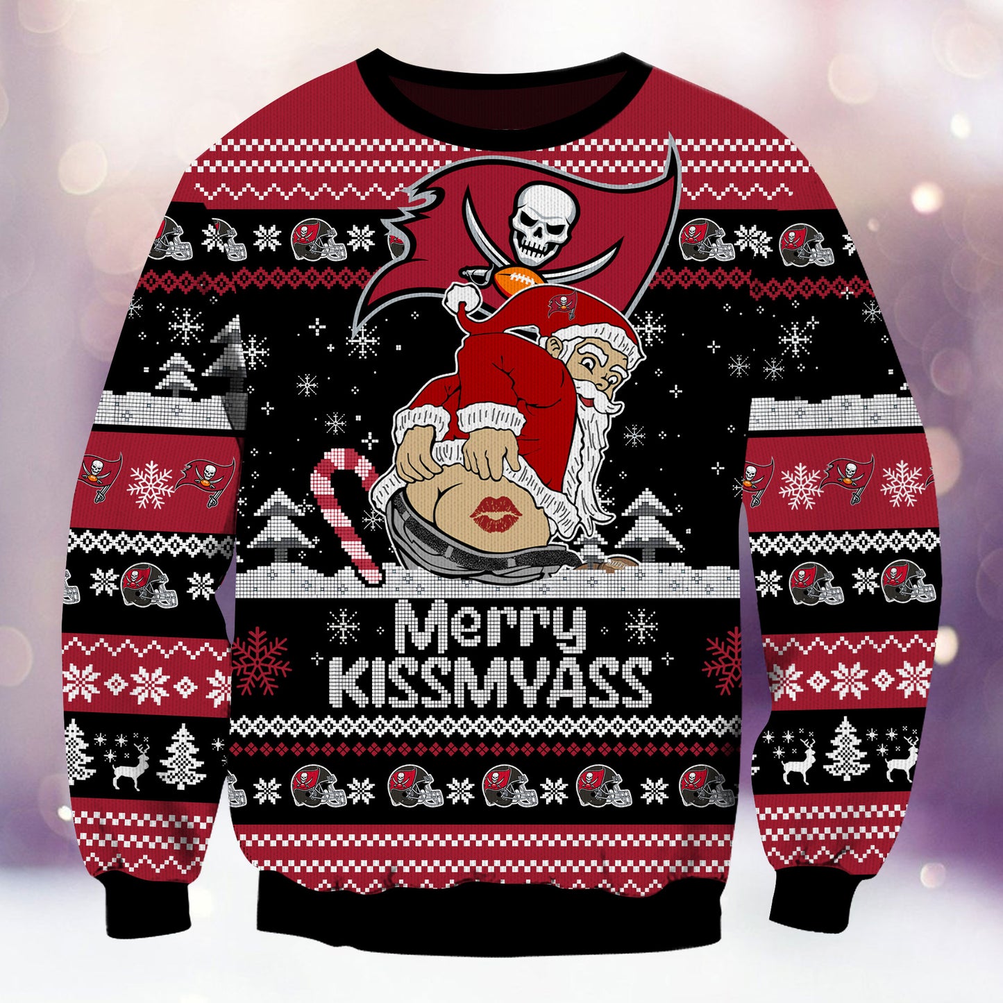 Premium Ugly Christmas Sweater For Tampa Bay Buccaneers  - Tampa Bay Buccaneers Merrykissmyass Knitted Sweater - Unique Christmas Gift For Fan