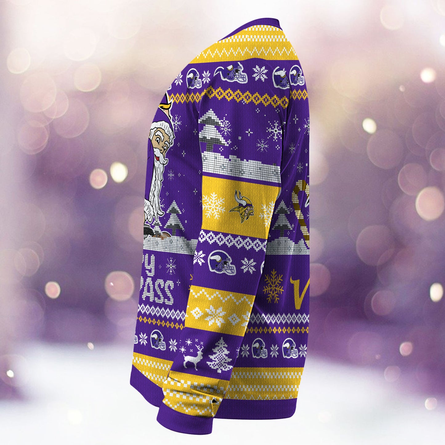 Premium Ugly Christmas Sweater For Minnesota Vikings  - Minnesota Vikings Merrykissmyass Knitted Sweater - Unique Christmas Gift For Fan