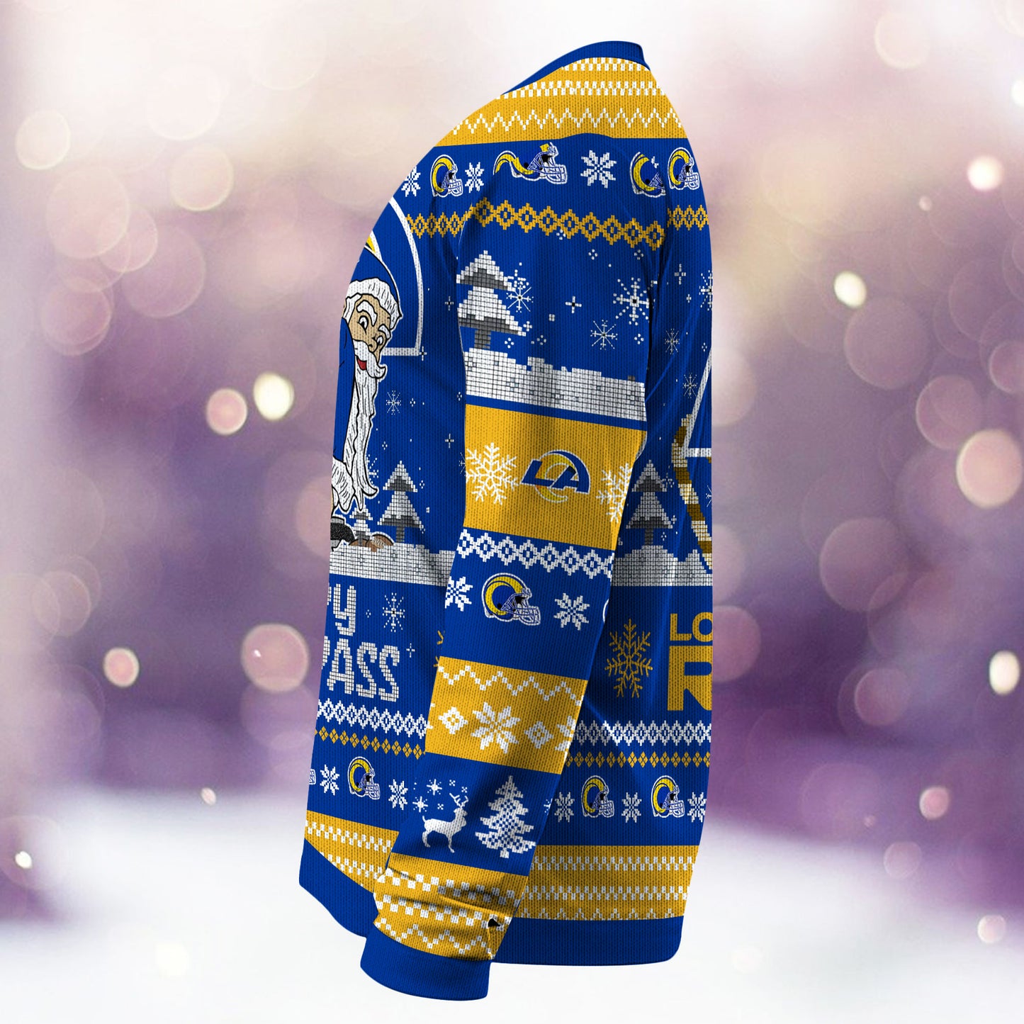 Premium Ugly Christmas Sweater For Los Angeles Rams  - Los Angeles Rams Merrykissmyass Knitted Sweater - Unique Christmas Gift For Fan