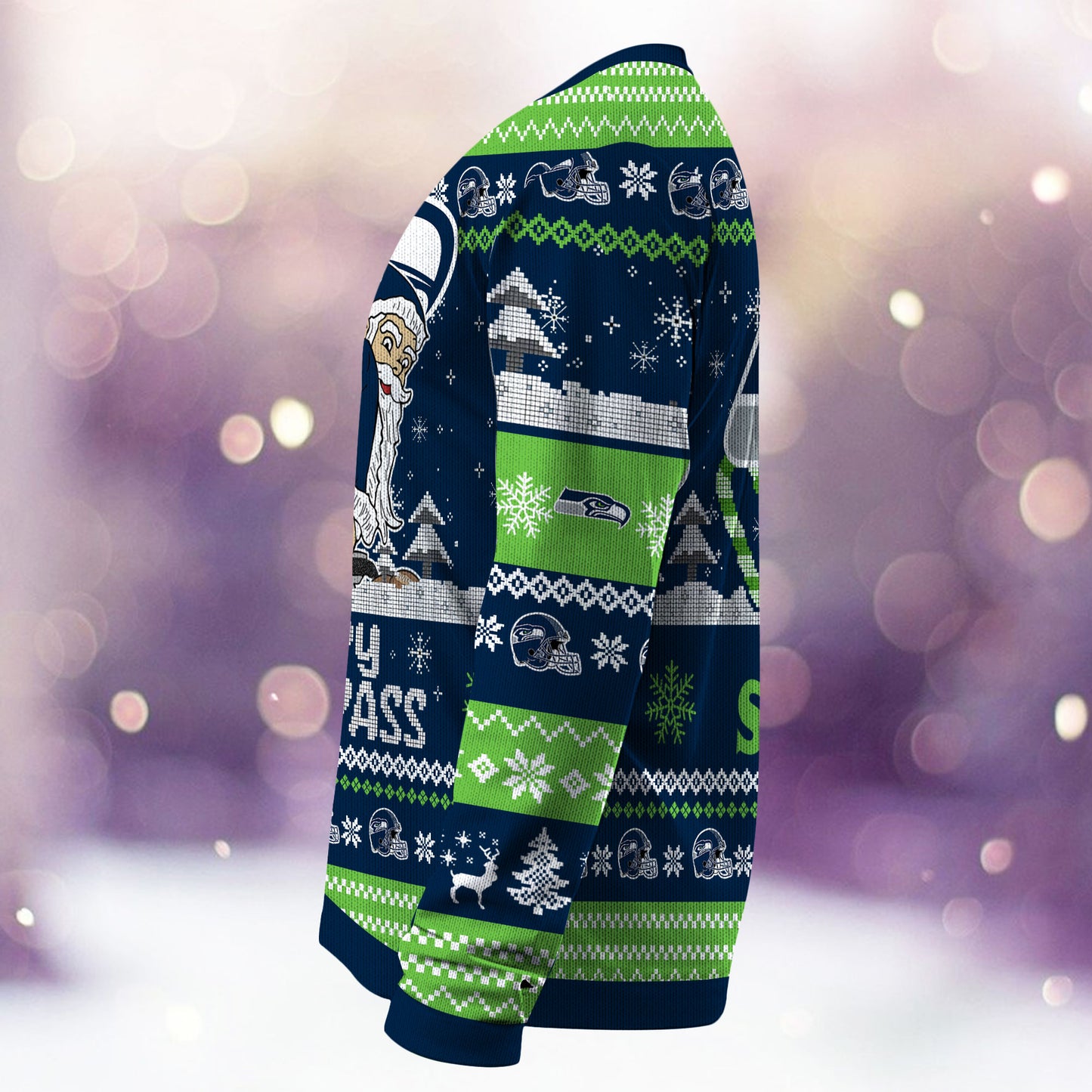 Premium Ugly Christmas Sweater For Seattle Seahawks  - Seattle Seahawks Merrykissmyass Knitted Sweater - Unique Christmas Gift For Fan