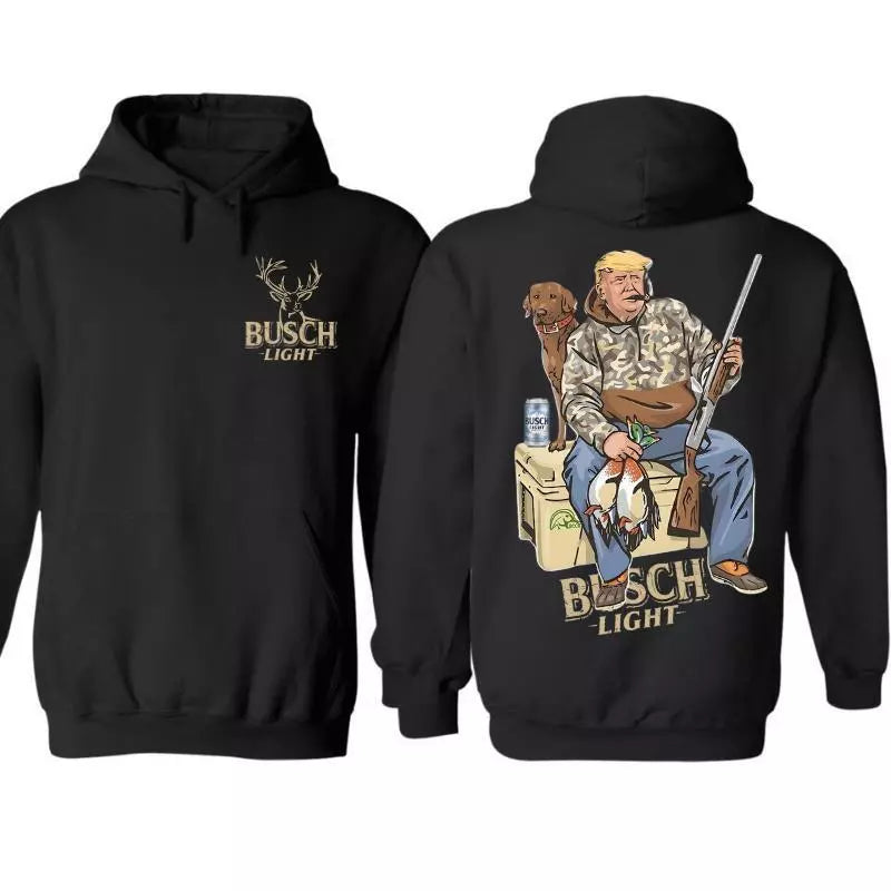 NEW Hunter With Busch Light Beer Black 2 Siders Hoodies, Hunting Shirt For Busch Light Lover, Hunting Shirt, Busch Light Shirt