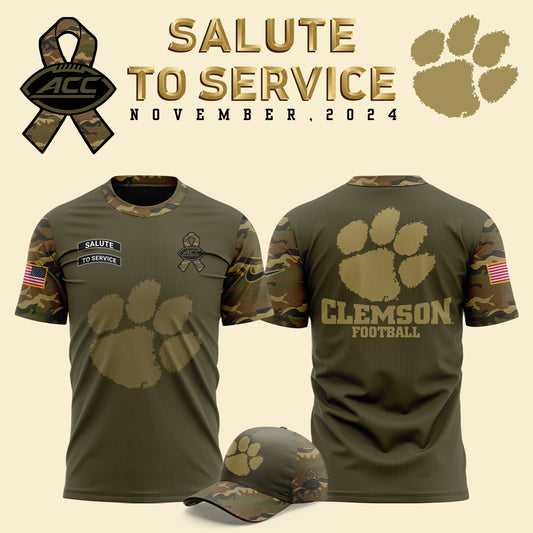 Premium Clemson Tigers Gear - Clemson Tigers Camo 2024 Salute to Service Shirt - Unique Gift For Clemson Tigers Fan