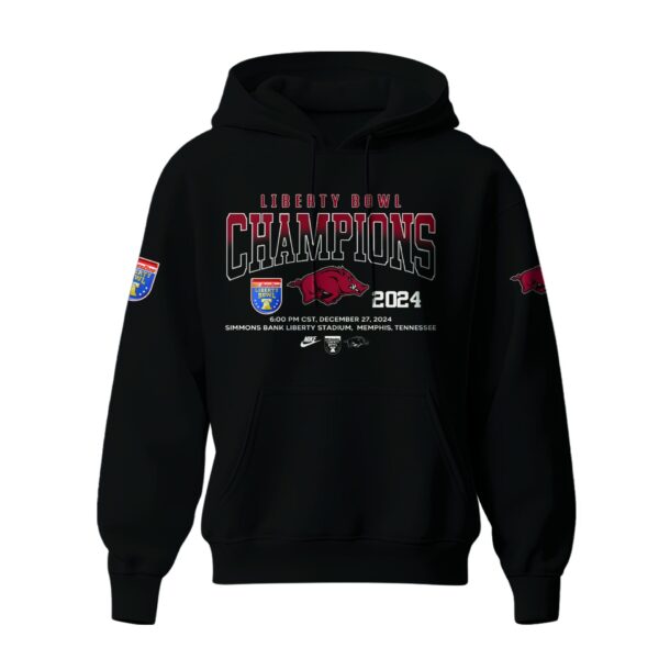 Premium Arkansas Razorbacks Merch - Limited Edition Arkansas Razorback Liberty Bowl Champions Hoodie Black