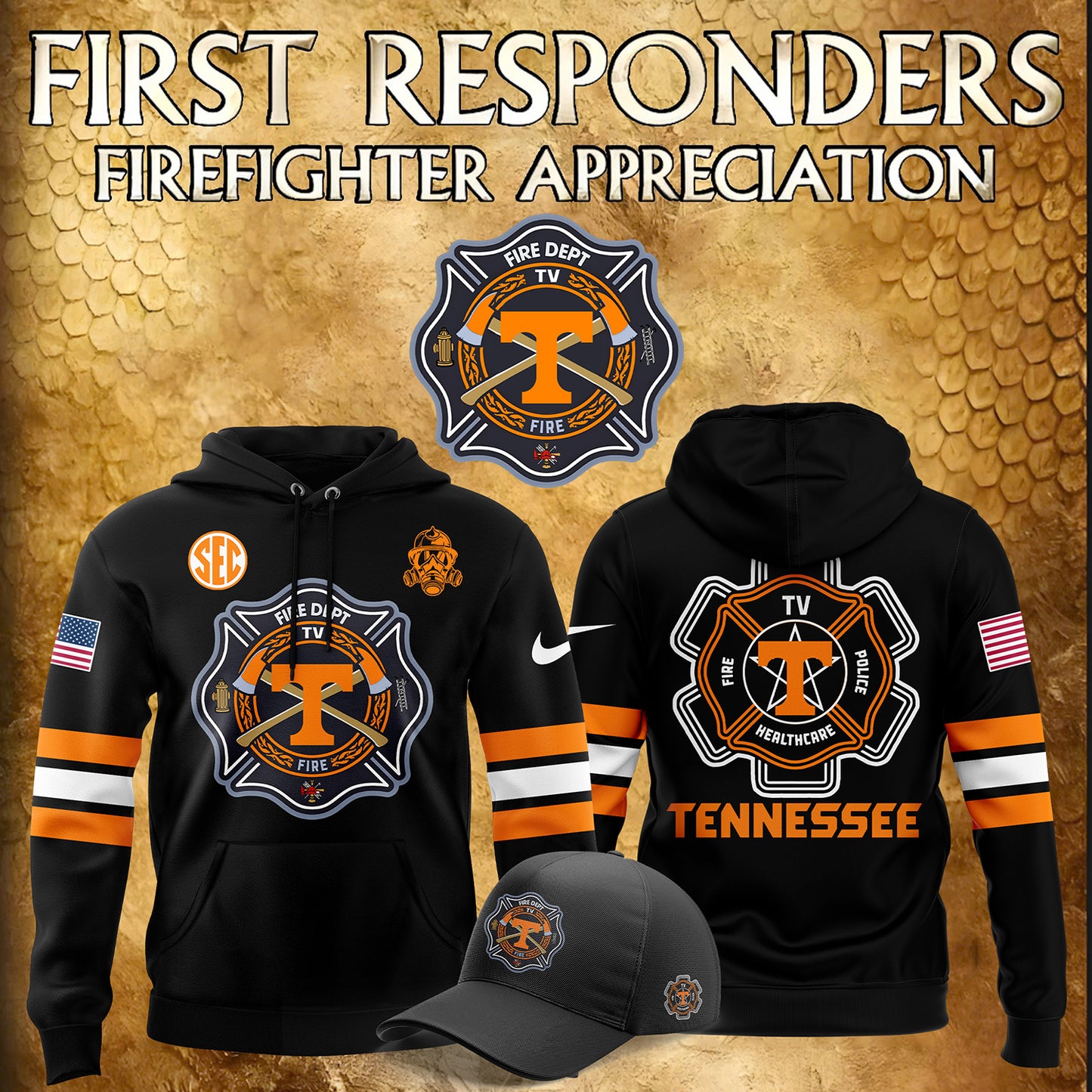 Premium Merch For Loyalists - Tennessee Volunteers x 2024 Firefighter Appreciation Night Premium Limited Hoodie