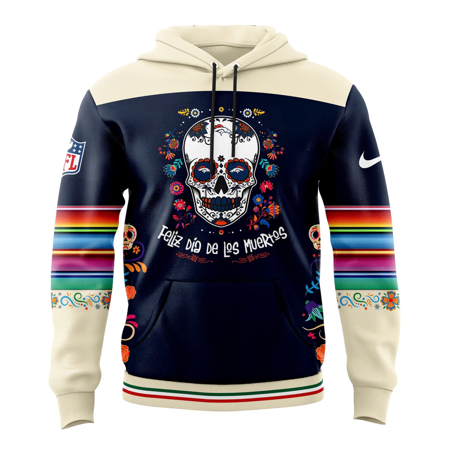 Denver Broncos Hoodie 2024 Season - Denver Broncos 2024 Dia De Los Muertos Premium Limited Hoodie - Denver Broncos Hoodie For Mexican DB03