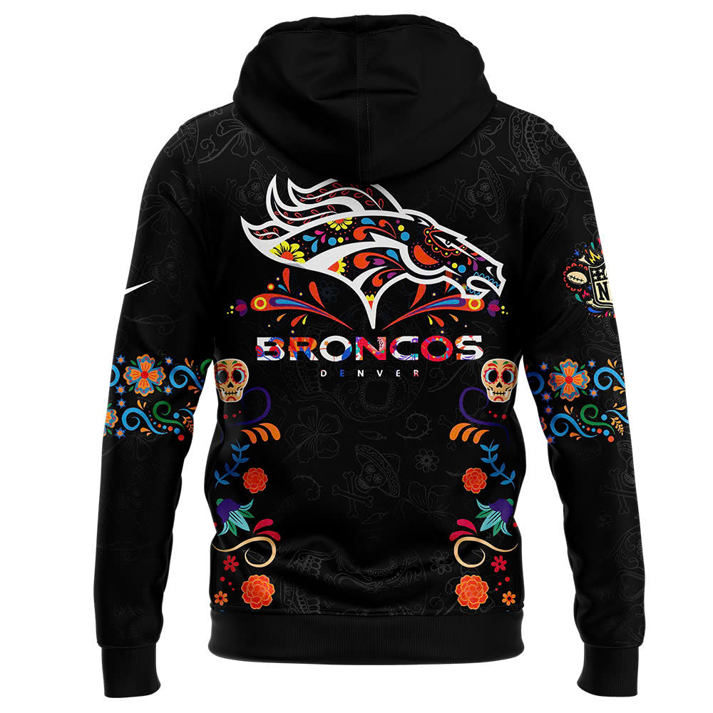 Denver Broncos Hoodie 2024 Season - Denver Broncos 2024 Dia De Los Muertos Premium Limited Hoodie - Denver Broncos Hoodie For Mexican DB04