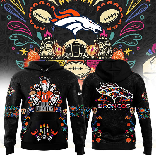 Denver Broncos Hoodie 2024 Season - Denver Broncos 2024 Dia De Los Muertos Premium Limited Hoodie - Denver Broncos Hoodie For Mexican DB04