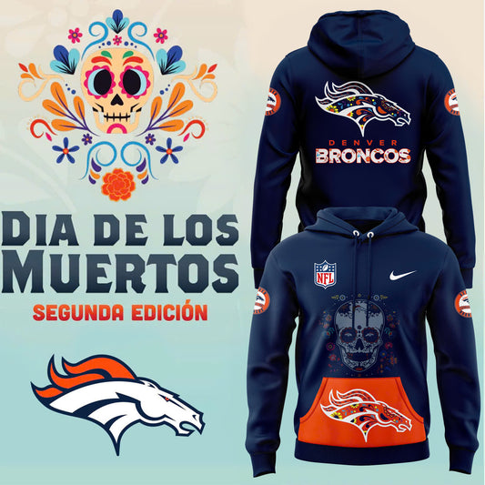 Denver Broncos Hoodie 2024 Season - Denver Broncos 2024 Dia De Los Muertos Premium Limited Hoodie - Denver Broncos Hoodie For Mexican