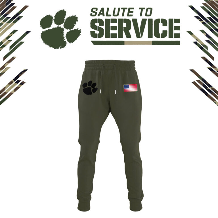 Premium Clemson Tigers Gear - Clemson Football Clemson Tigers Camo 2024 Salute to Service Club Fleece Pullover Hoodie CT08