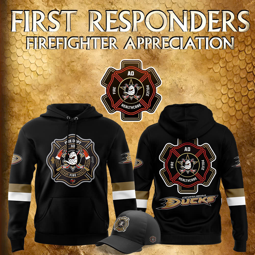 Premium Merch For Loyalists - Anaheim Ducks Football x 2024 Firefighter Appreciation Night Premium Limited Hoodie