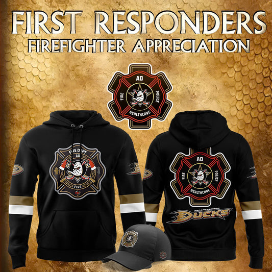 Premium Merch For Loyalists - Anaheim Ducks Football x 2024 Firefighter Appreciation Night Premium Limited Hoodie