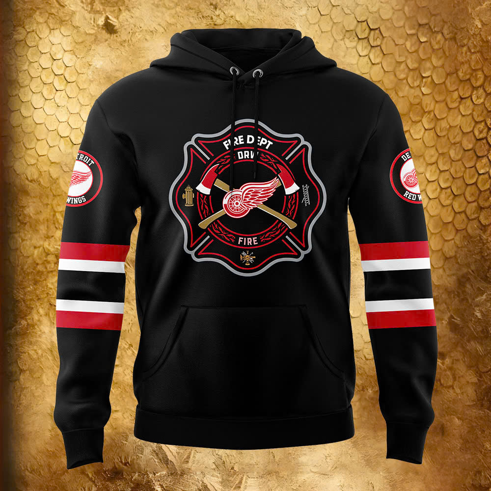 Premium Merch For Loyalists - Detroit Red Wings x 2024 Firefighter Appreciation Night Premium Limited Hoodie