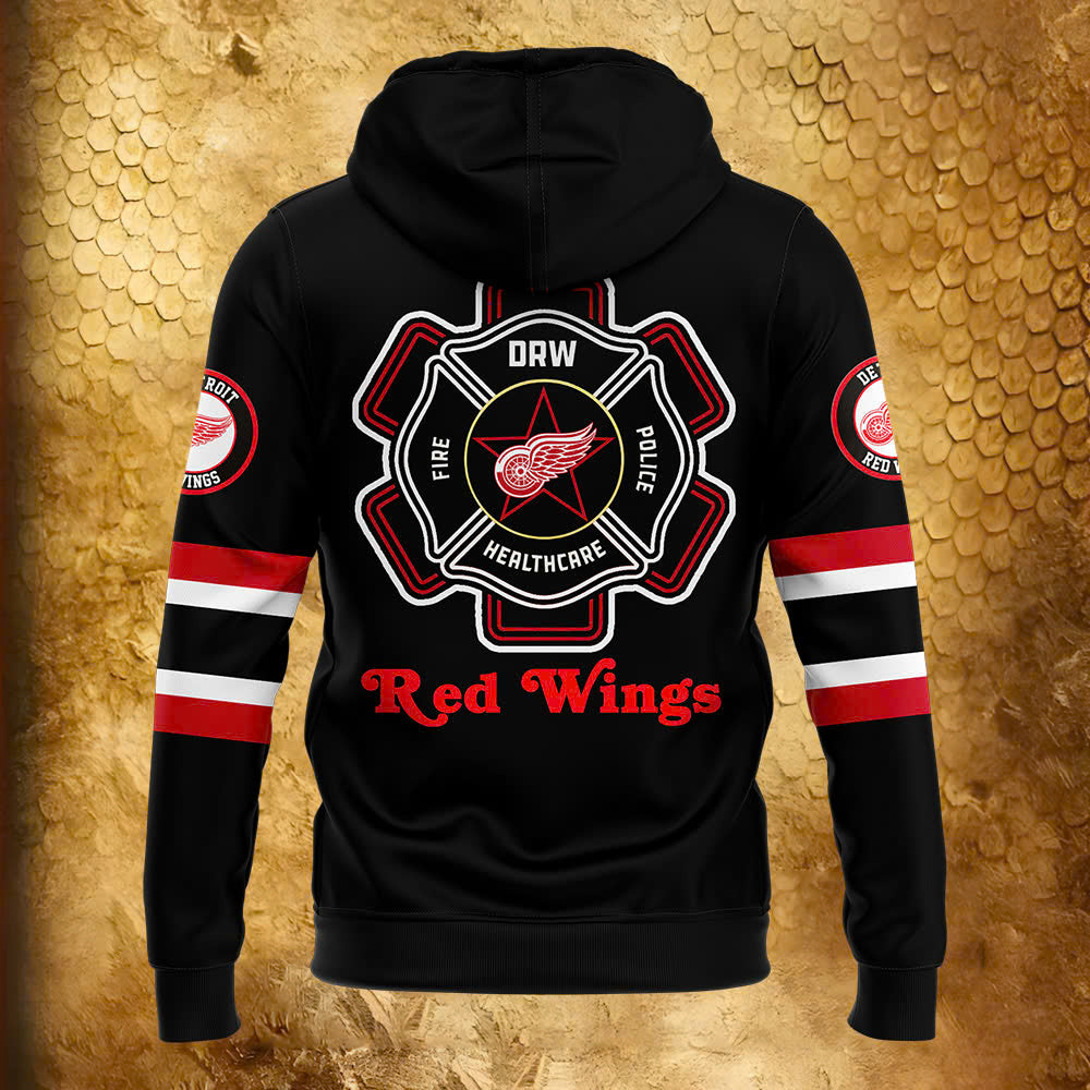 Premium Merch For Loyalists - Detroit Red Wings x 2024 Firefighter Appreciation Night Premium Limited Hoodie