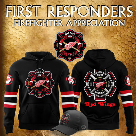 Premium Merch For Loyalists - Detroit Red Wings x 2024 Firefighter Appreciation Night Premium Limited Hoodie