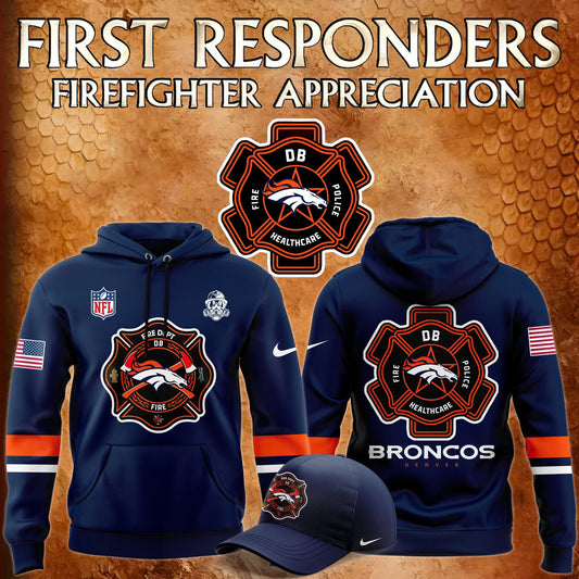 Premium Denver Broncos Gear - Denver Broncos x 2024 Firefighter Appreciation Night Premium Limited Pullover Hoodie