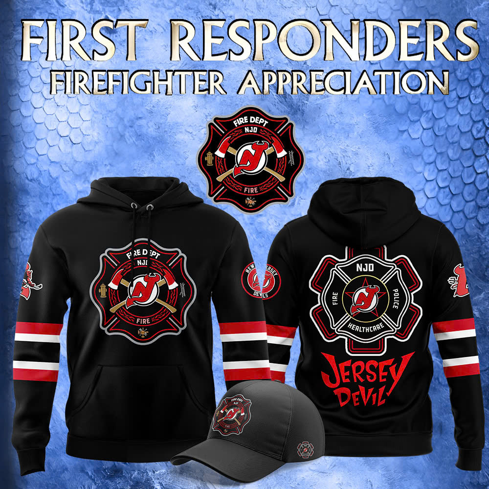 Premium Merch For Loyalists - New Jersey Devils Hockey x 2024 Firefighter Appreciation Night Premium Limited Hoodie