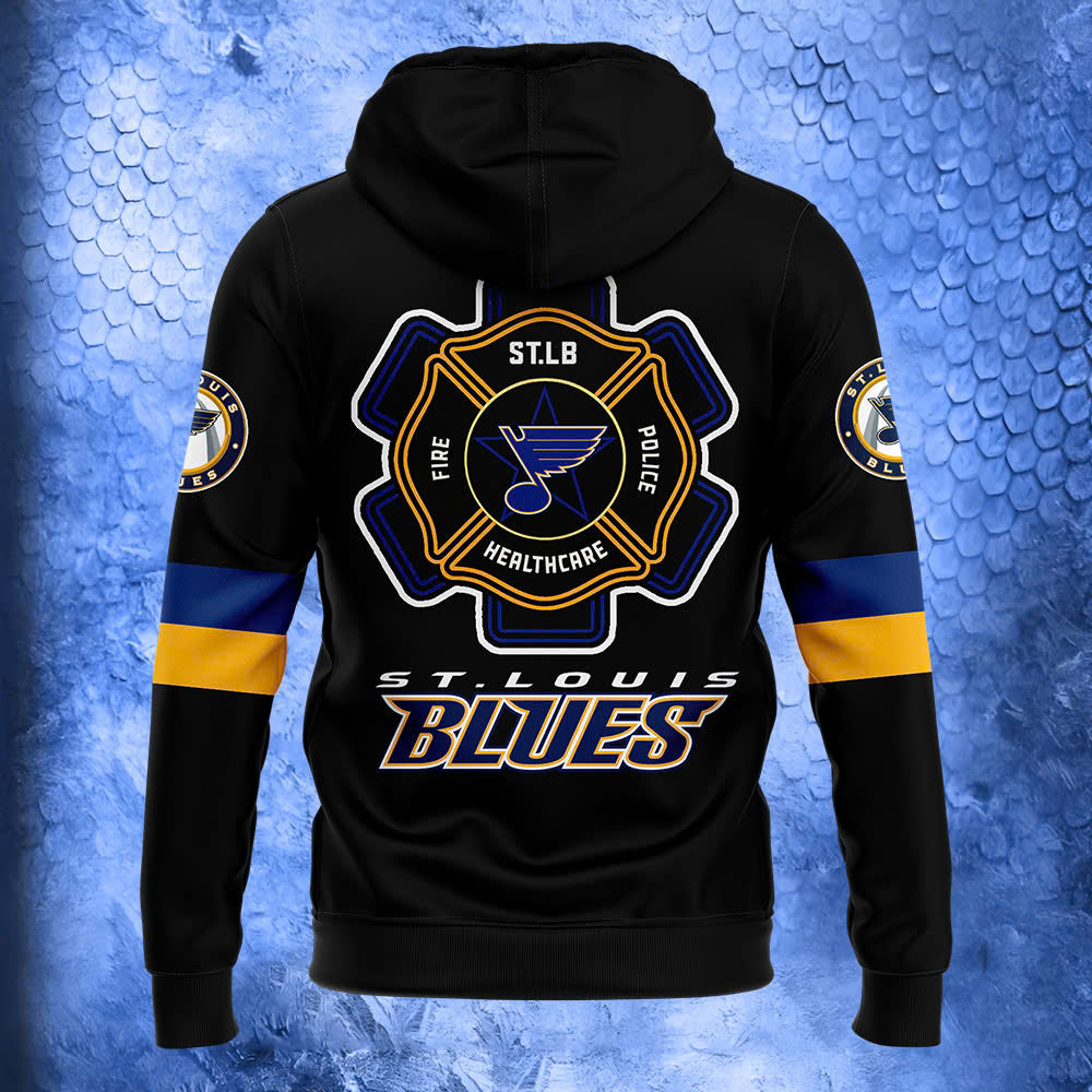 Premium Merch For Loyalists - St. Louis Blues Hockey x 2024 Firefighter Appreciation Night Premium Limited Hoodie