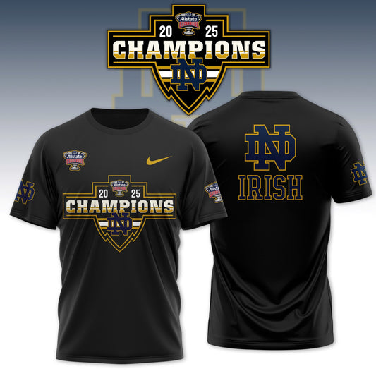 Notre Dame 2025 SUGAR BOWL CHAMPS Black T-Shirt