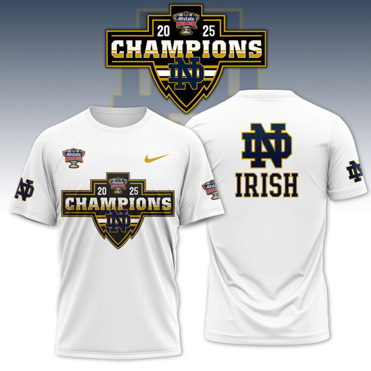 Notre Dame 2025 SUGAR BOWL CHAMPS White T-Shirt