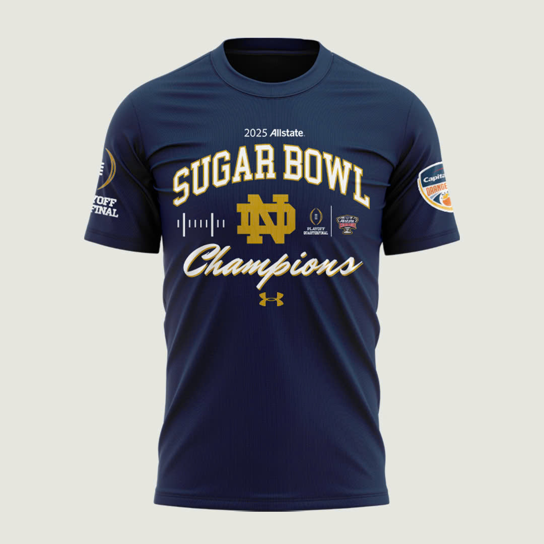 Notre Dame Fighting Irish Football Shirt - Notre Dame Sugar Bowl Champions T-Shirt Navy 2025