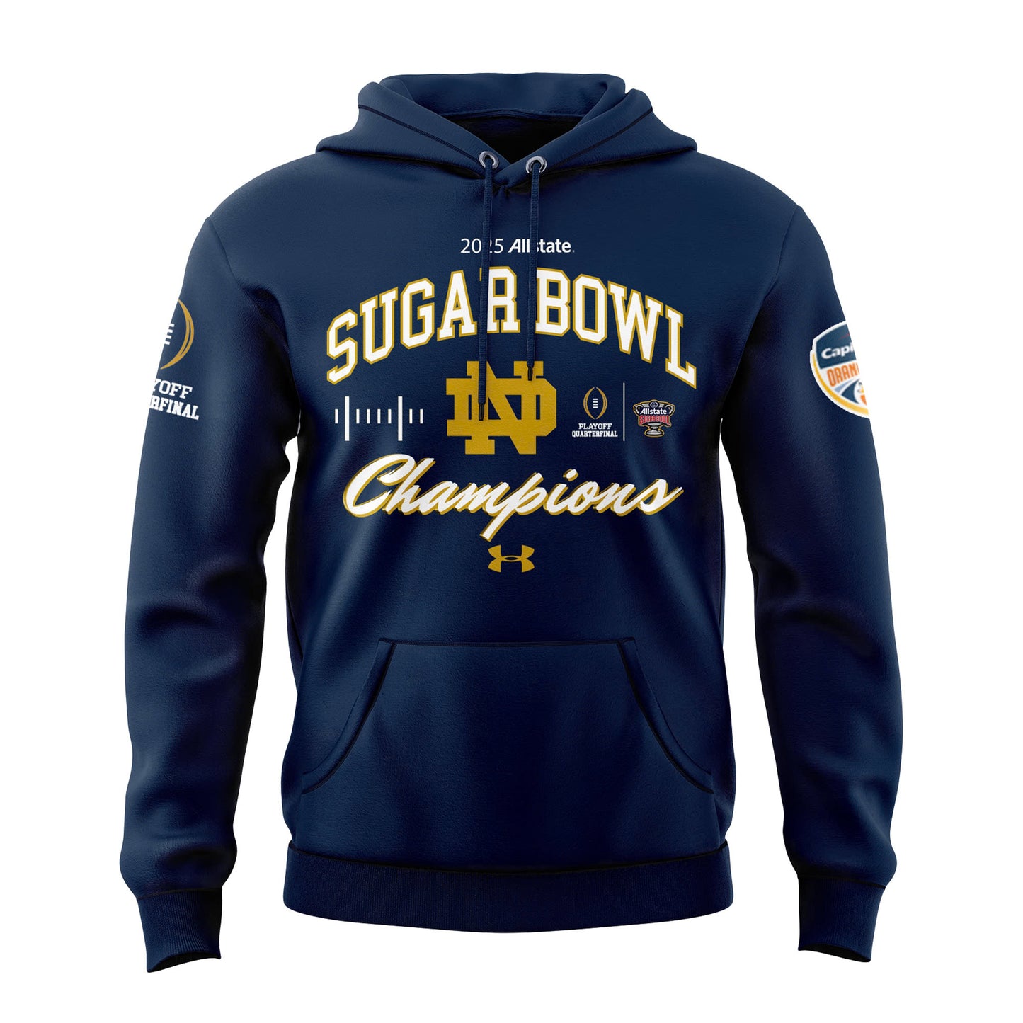 Notre Dame Fighting Irish Football Hoodie - Notre Dame Sugar Bowl Champions Hoodie Navy 2025