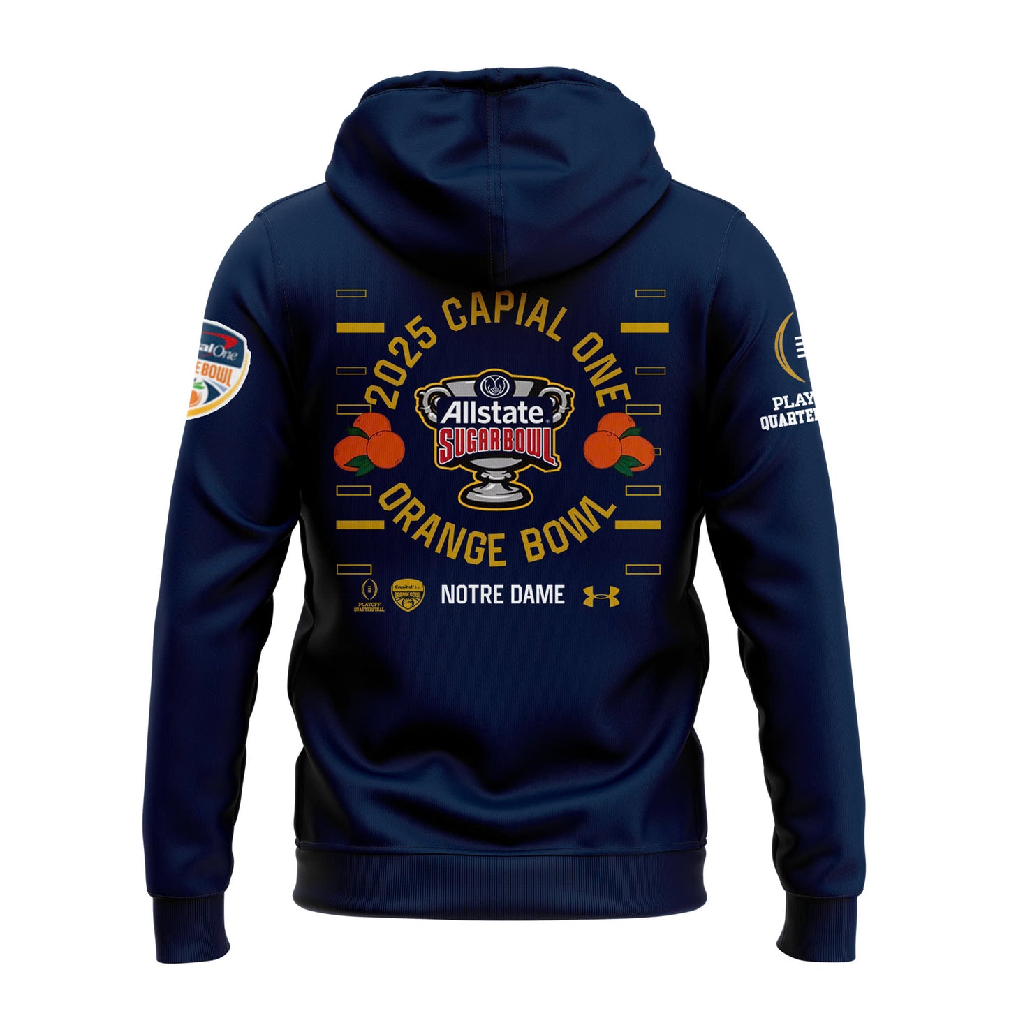 Notre Dame Fighting Irish Football Hoodie - Notre Dame Sugar Bowl Champions Hoodie Navy 2025