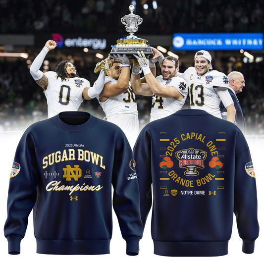 Notre Dame Fighting Irish Football Shirt - Notre Dame Sugar Bowl Champions Sweatshirt Navy 2025